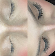 A woman applying DIY lash extensions