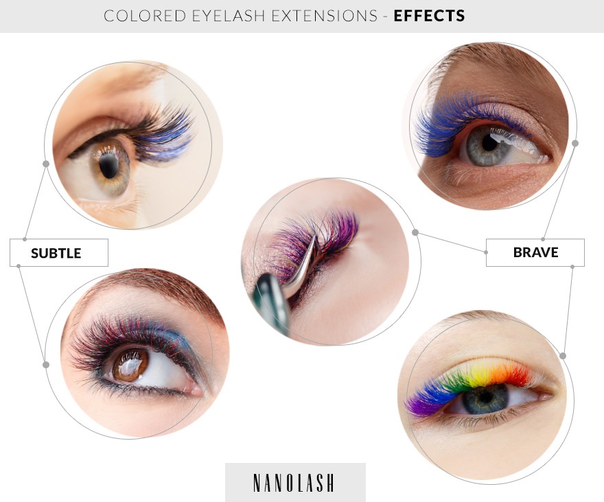 Colorful eyelash extensions